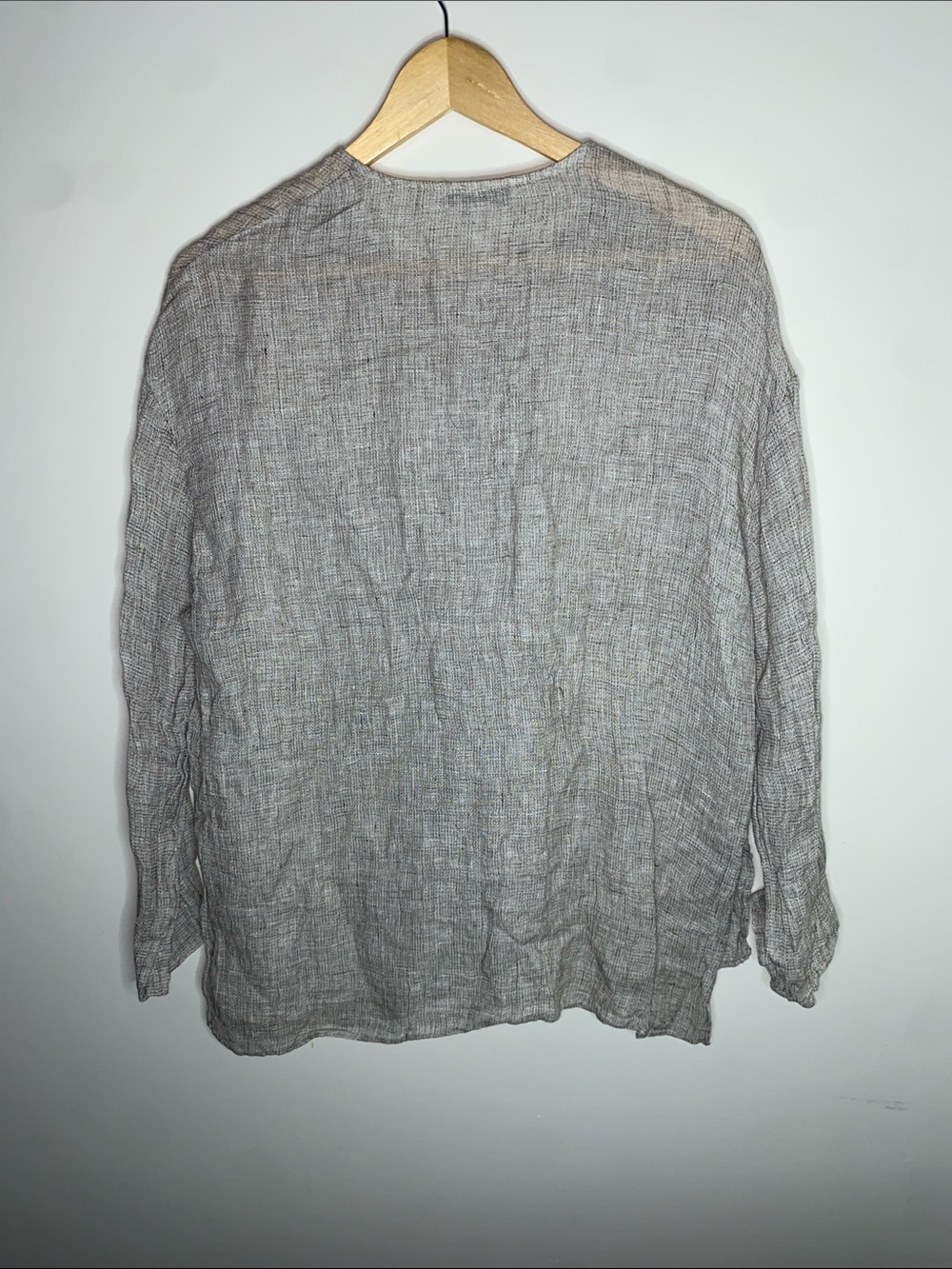Zara grey linen button-down blouse with two chest pockets Size S - Picture 3 of 5